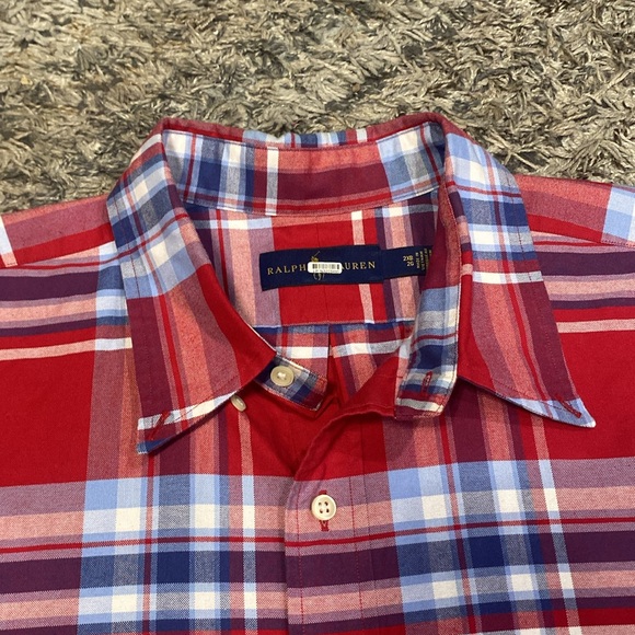 Polo by Ralph Lauren Red and Blue Casual Button Down short sleeve Shirt sz 2XB - Picture 4 of 8